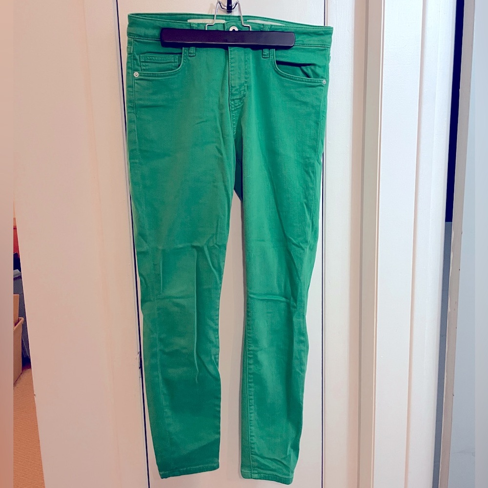 Green stretchy jeans by Pilcro and the Letterpress (Anthropologie)
